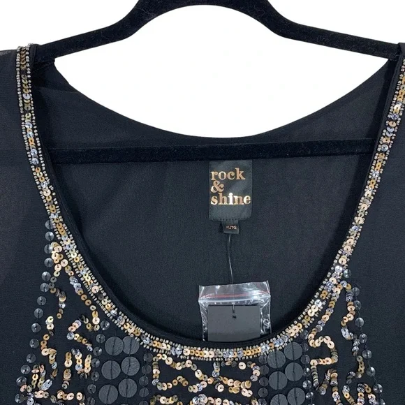 Reitman Elegant Black sequins camisole Embellished sleevelessTank Top size xl - Picture 10 of 13